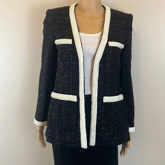 Veronica Beard Pearl Embellished Black Kemsley Jacket NWOT